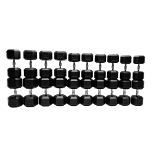 Set de mancuernas hexagonales de 27.5 kg a 50 kg (No incluye rack)